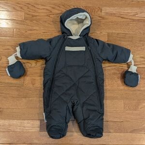 7AM Enfant Benji Plush Gray Quilted Snow Jumpsuit 3-6 Months